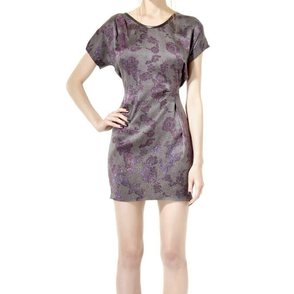 Rebecca Taylor Purple Floral Print Mini Dress Size 2 — Garden Party Feminine